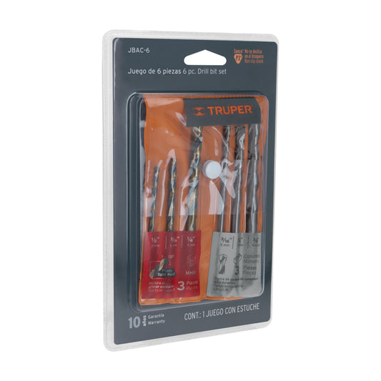 Juego de 6 brocas para metal y concreto, Truper - Código: 11336