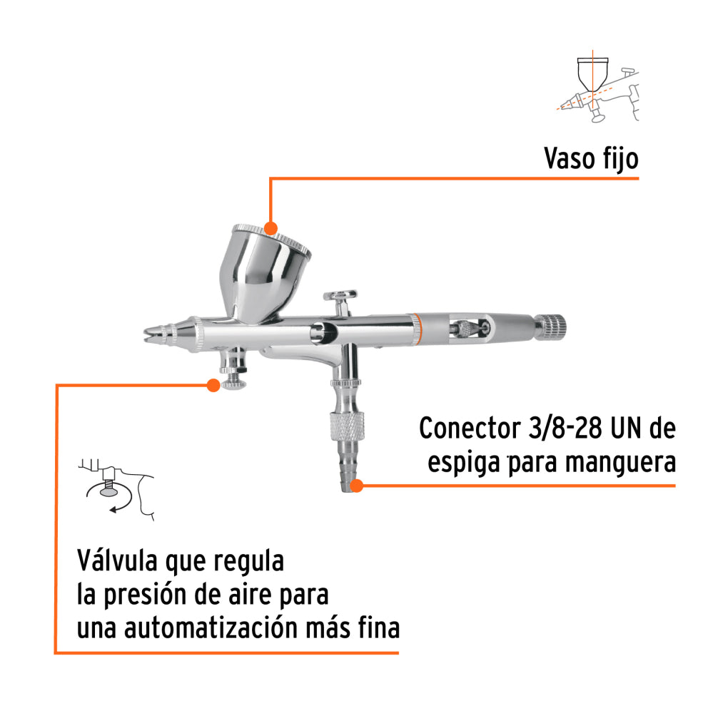 Pistola aerográfica de gravedad con vaso fijo, Truper - Cod: 16020