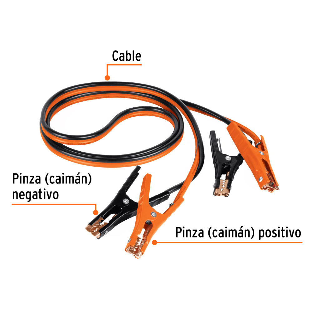 Cables pasa corriente 3 m, 225 A, 8 AWG, con funda, Truper - Cod: 17543