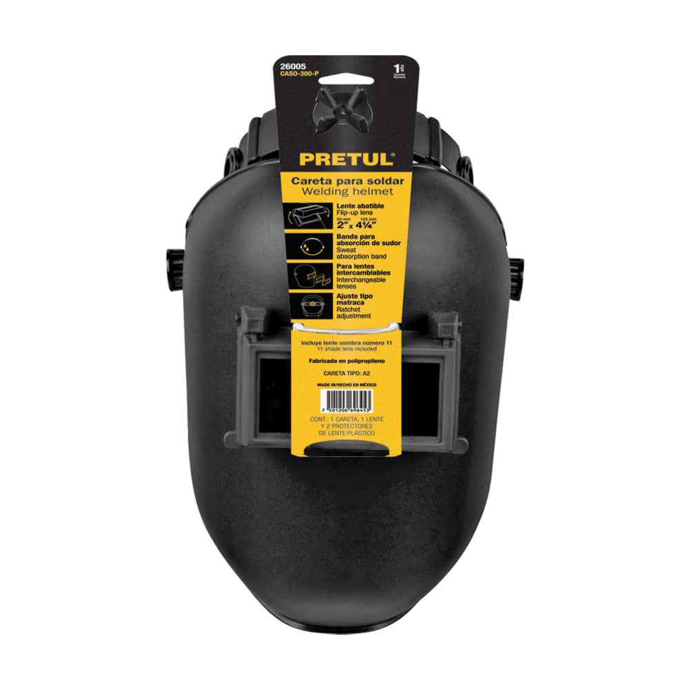 Careta p/soldar con lente abatible, sombra 11, PRETUL - CÓDIGO: 26005