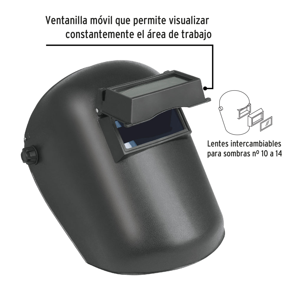 Careta p/soldar con lente abatible, sombra 11, PRETUL - CÓDIGO: 26005