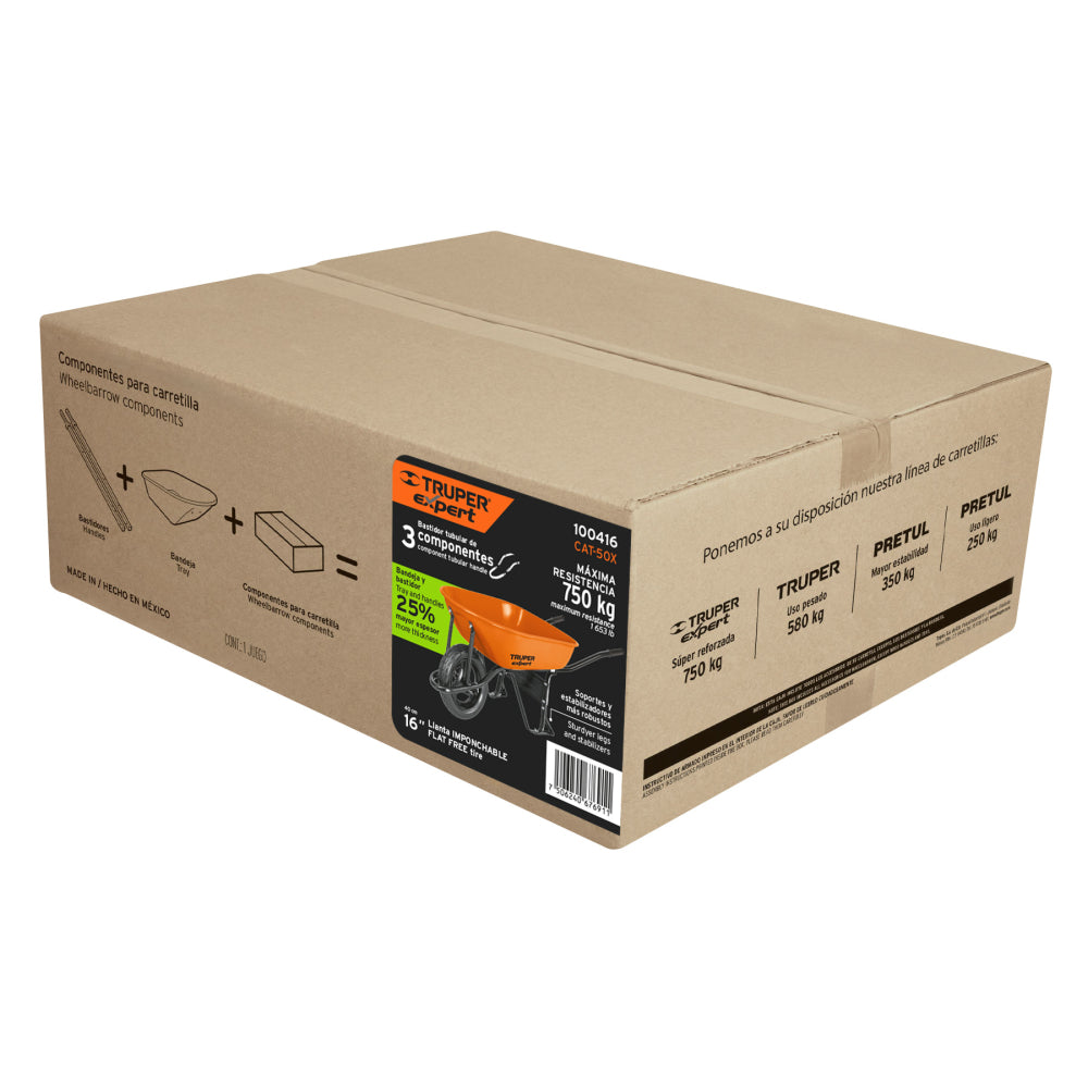 Carretilla 5.5ft3 Imponchable bastidor tubular,Truper Expert - CÓDIGO: 100416