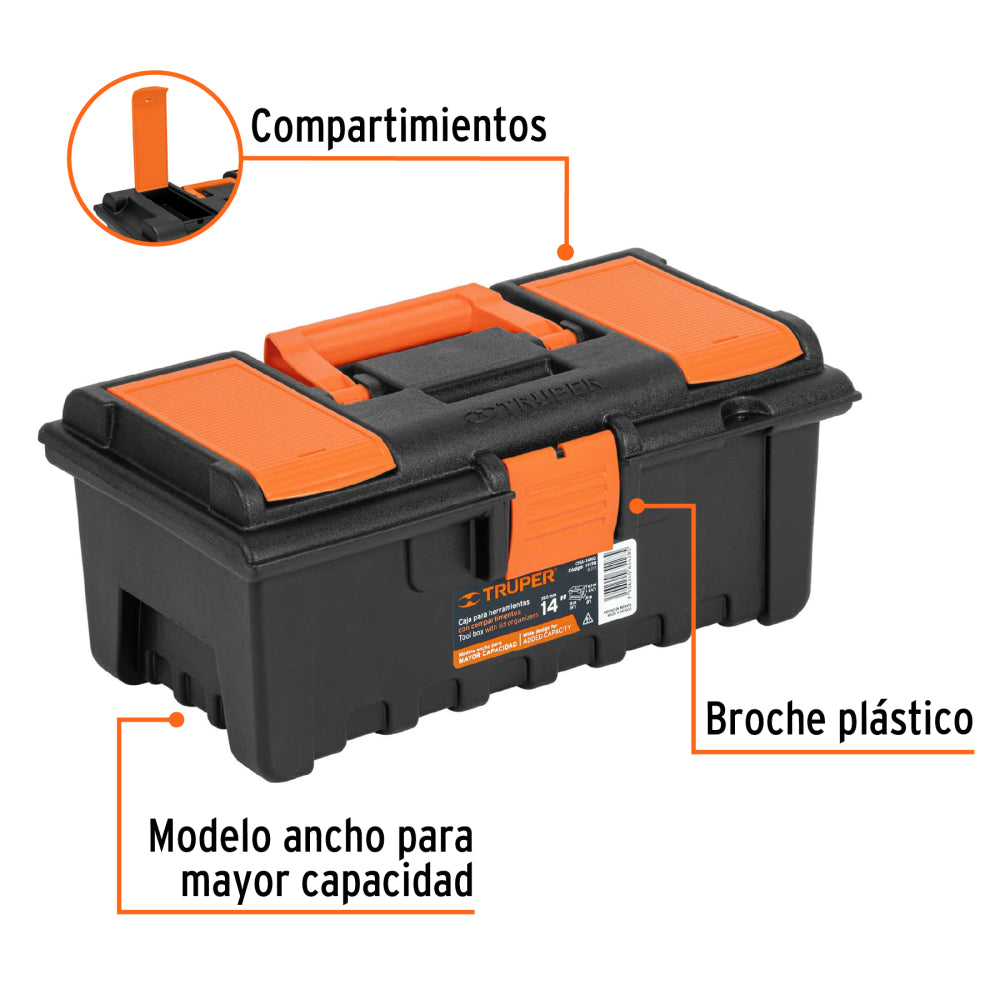 Caja para herramienta de 14" con compartimentos, TRUPER - Código: 11139
