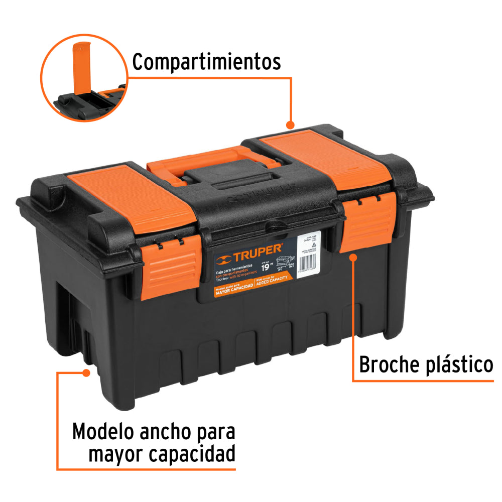 Caja para herramienta de 19" con compartimentos, TRUPER - Código: 11143