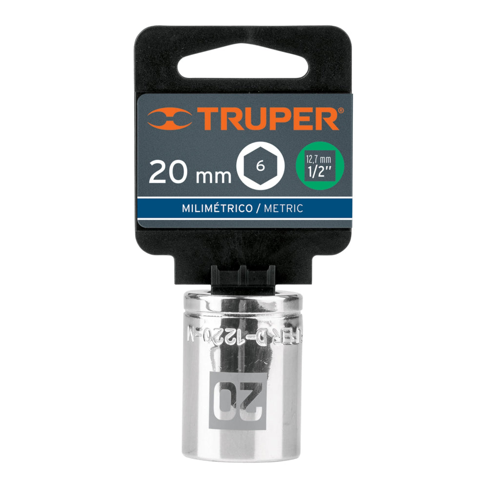 Dado de 20 mm, 6 puntas, cuadro 1/2", Truper - CÓDIGO: 13270