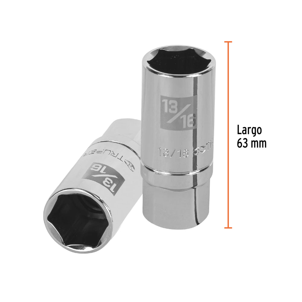 Dado largo para bujía de 13/16", 6 puntas, cuadro 1/2" - Código: 13366