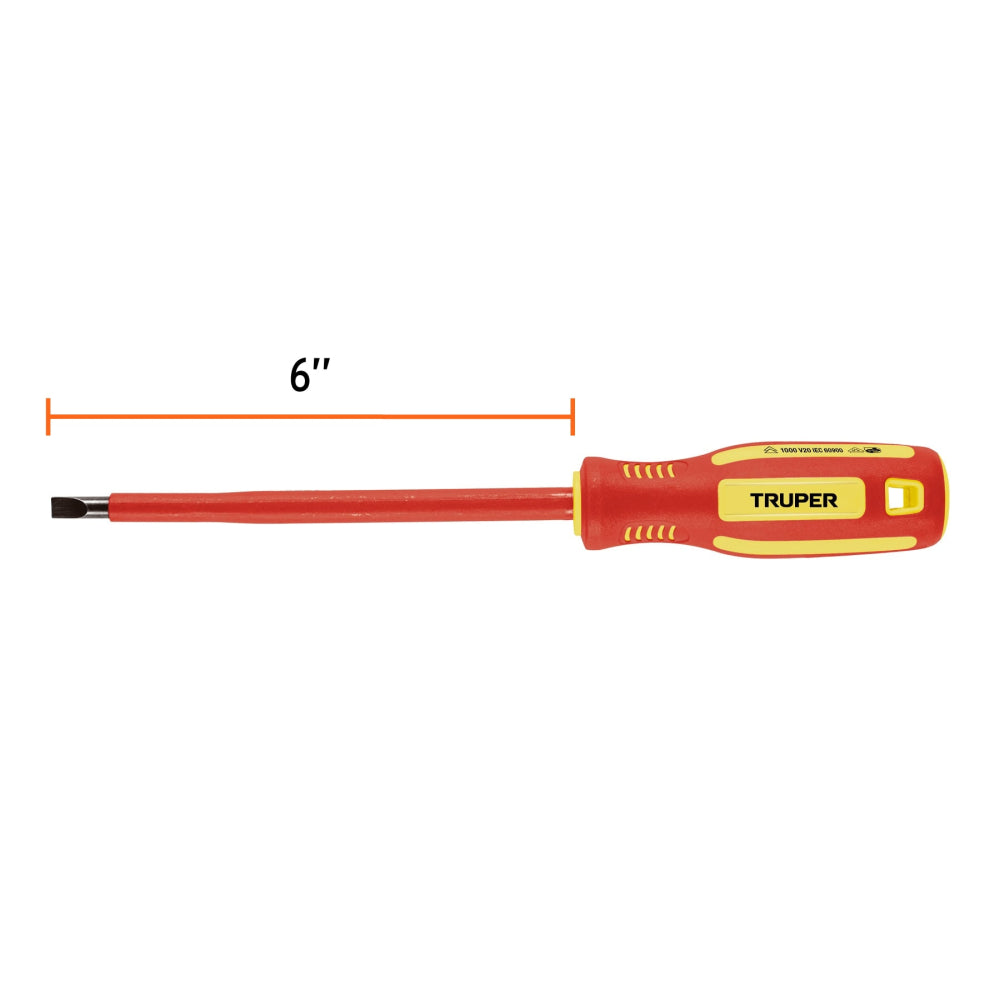 Desarmador dieléctrico plano 1/4" x 6", Truper - CÓDIGO: 102243