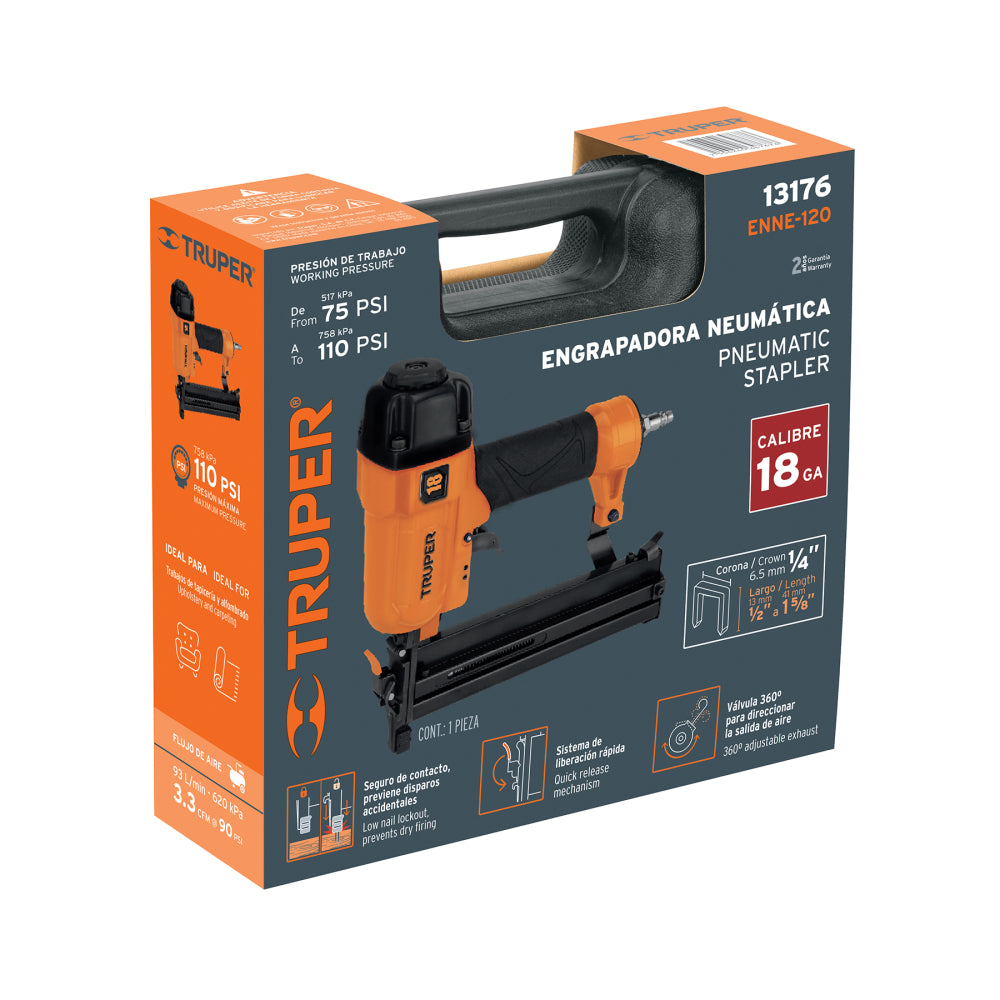 Engrapadora neumática, calibre 18, Truper - Código: 13176