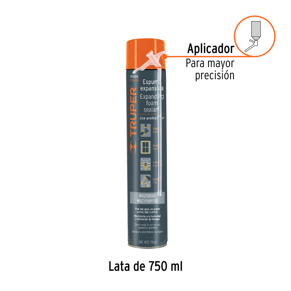 Espuma expansiva de 750 ml, Truper Código: 15305
