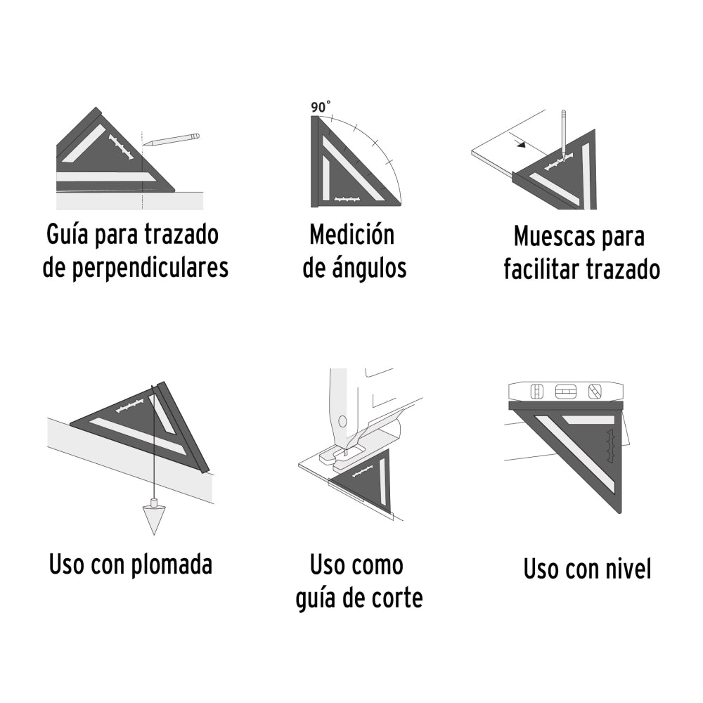 Escuadra 12" de aluminio para muros de yeso, Truper - Código: 15132