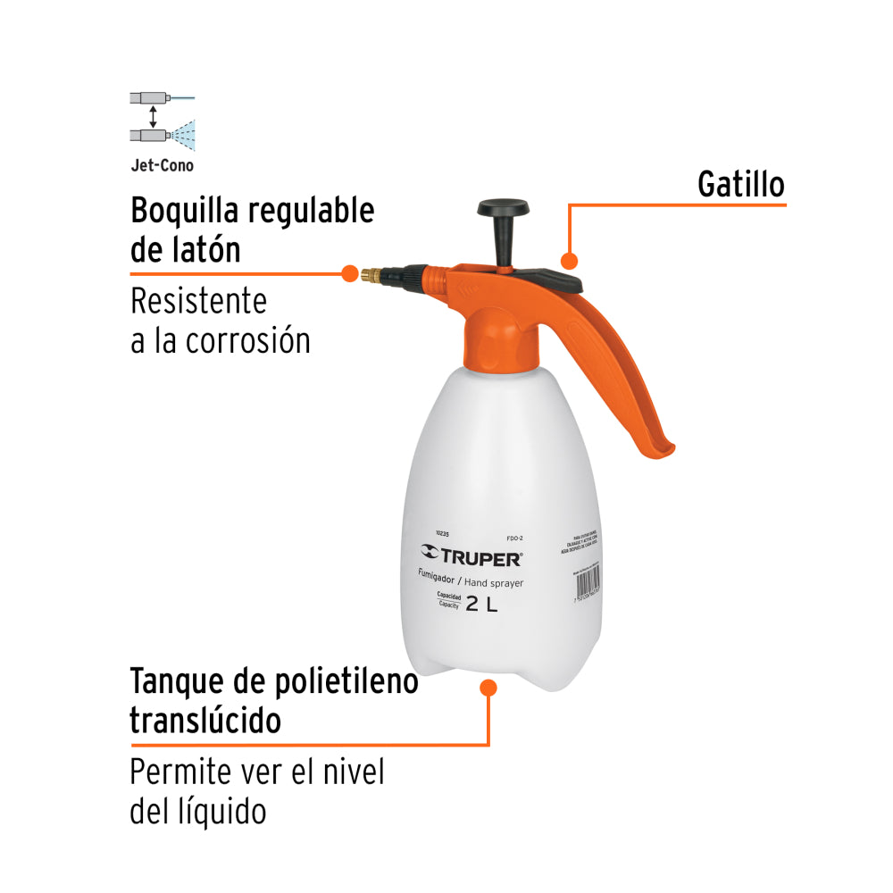 Fumigador de 2 litros doméstico, Truper - Código: 10235