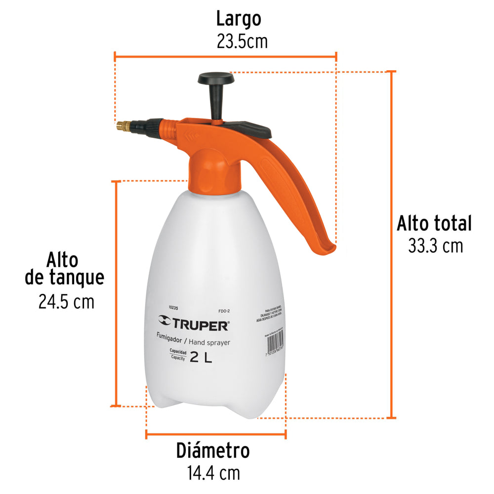 Fumigador de 2 litros doméstico, Truper - Código: 10235
