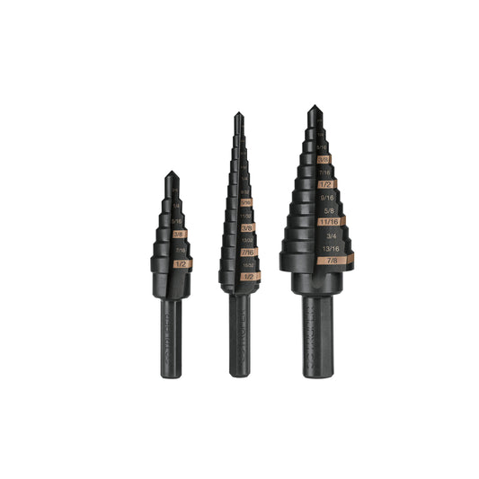 Juego de 3 brocas escalonadas de óxido negro, Truper - CÓDIGO: 100988