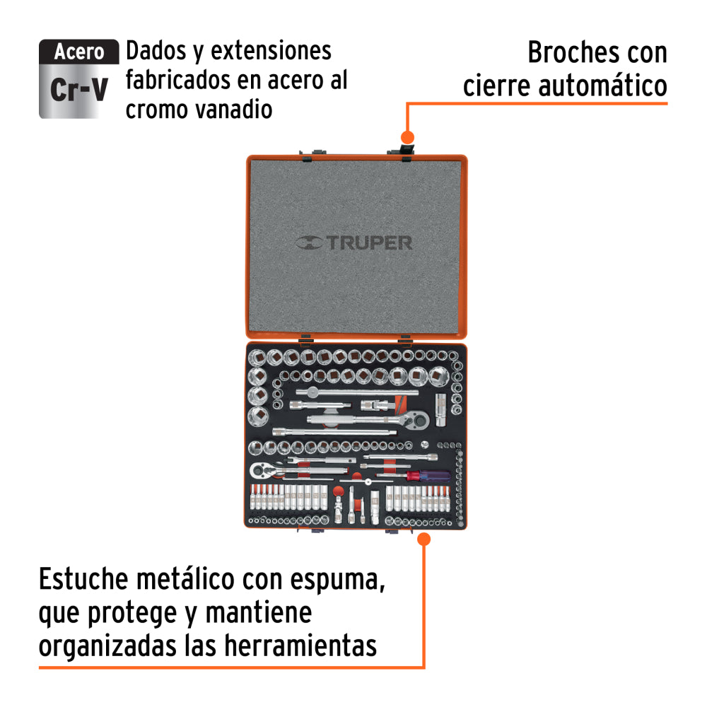 Juego 135 herramientas 1/4", 3/8" y 1/2" std y mm p/mecánico - Código: 13975