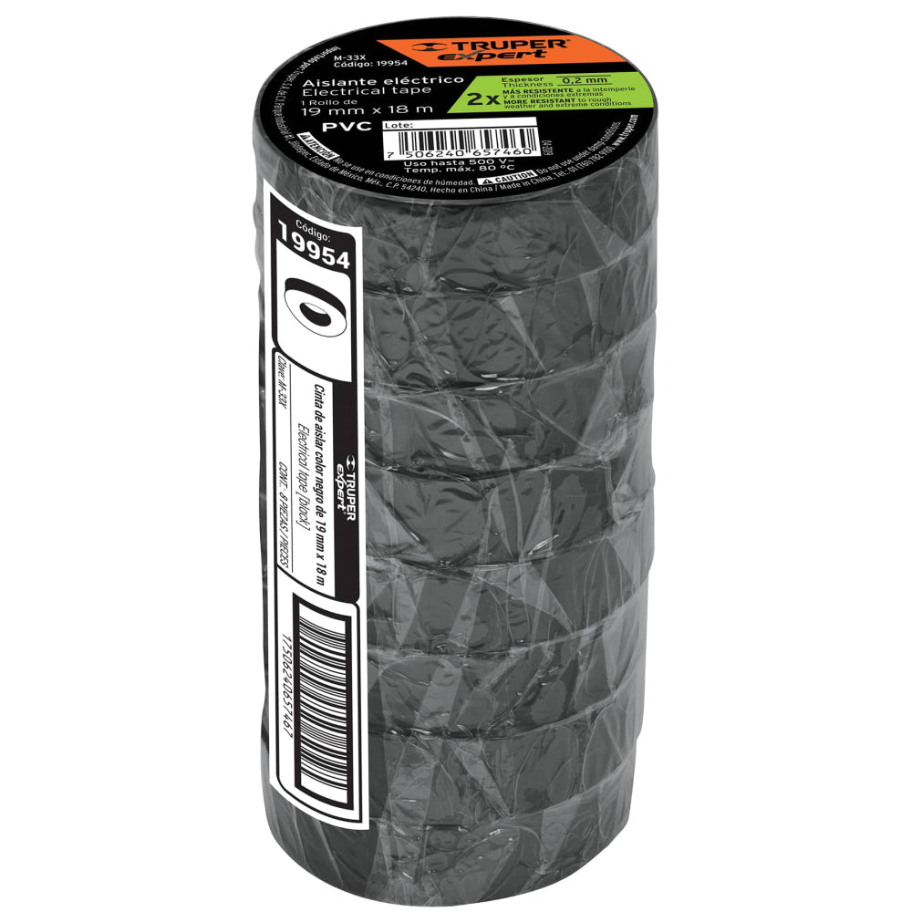 Cinta de aislar 19mm x 18m Truper Expert - CÓDIGO: 19954