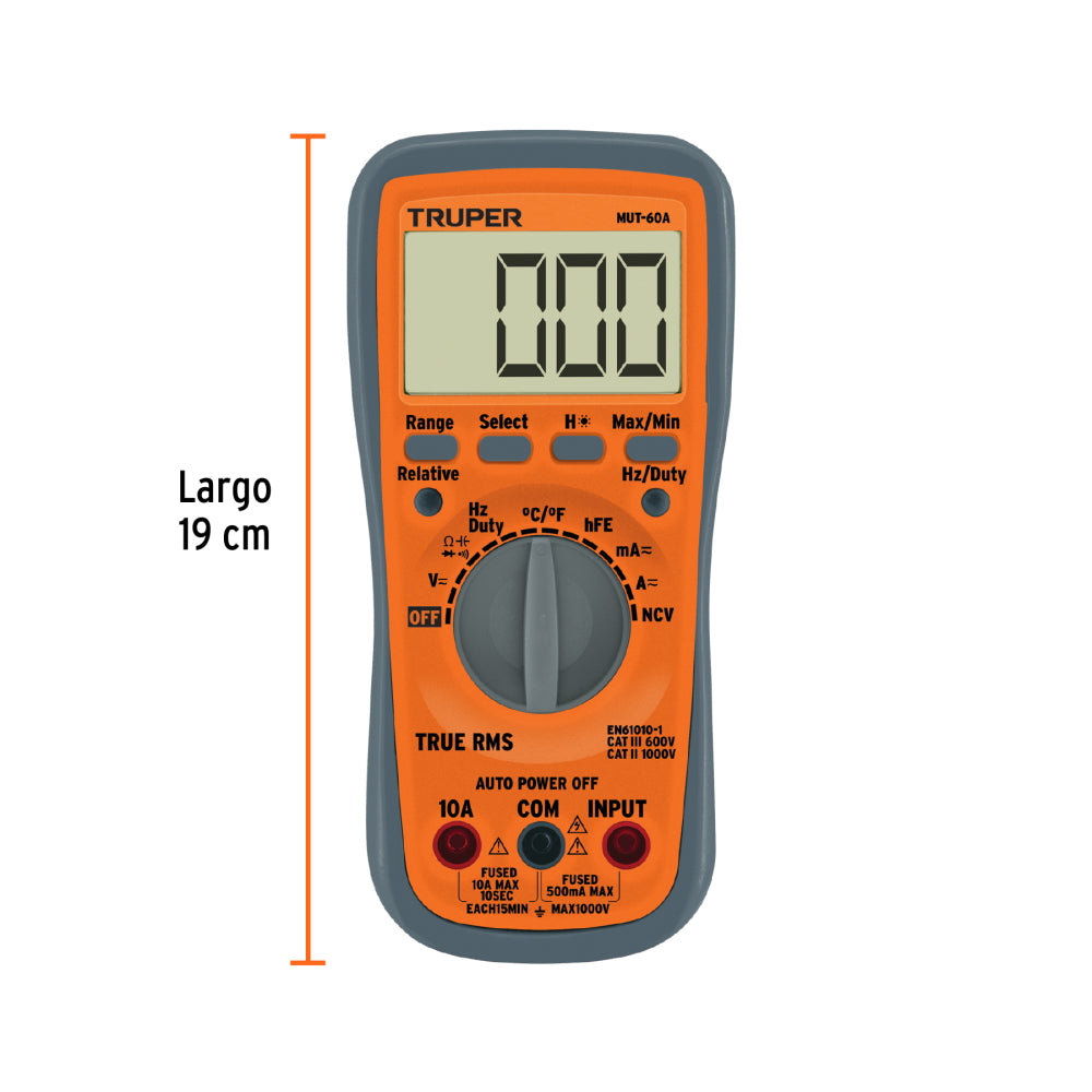 Multímetro profesional con RMS verdadero y auto rango Deluxe - CÓDIGO: 100362