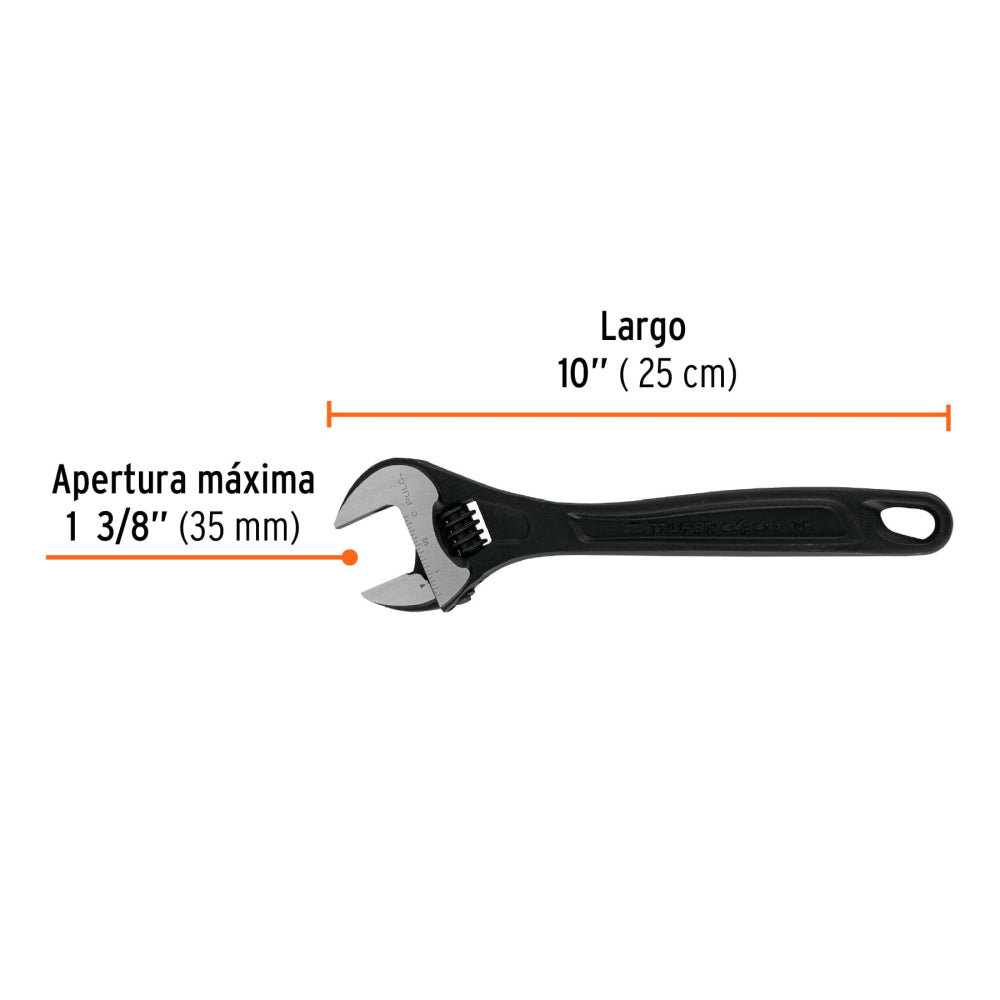 Llave ajustable (perico) 10" profesional pavonada, Expert - Cod: 15502