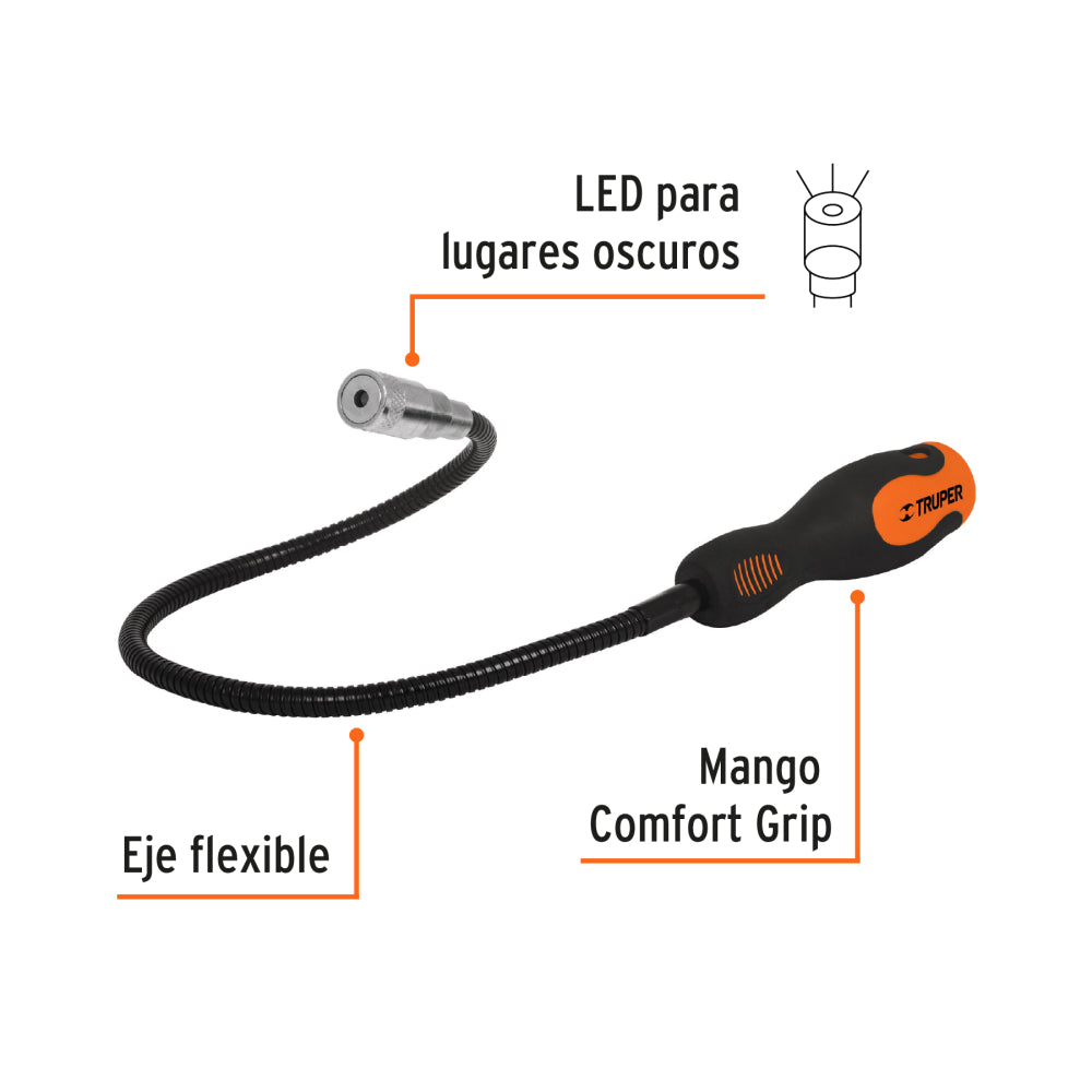 Imán flexible de acero con LED, 3 kg, Truper - Cod: 15326