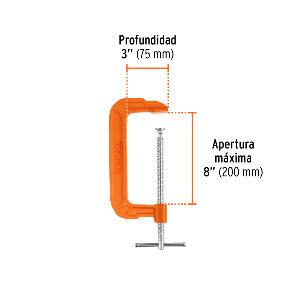 Prensa 8" de hierro dúctil para carpintería, Truper - Cod: 17664