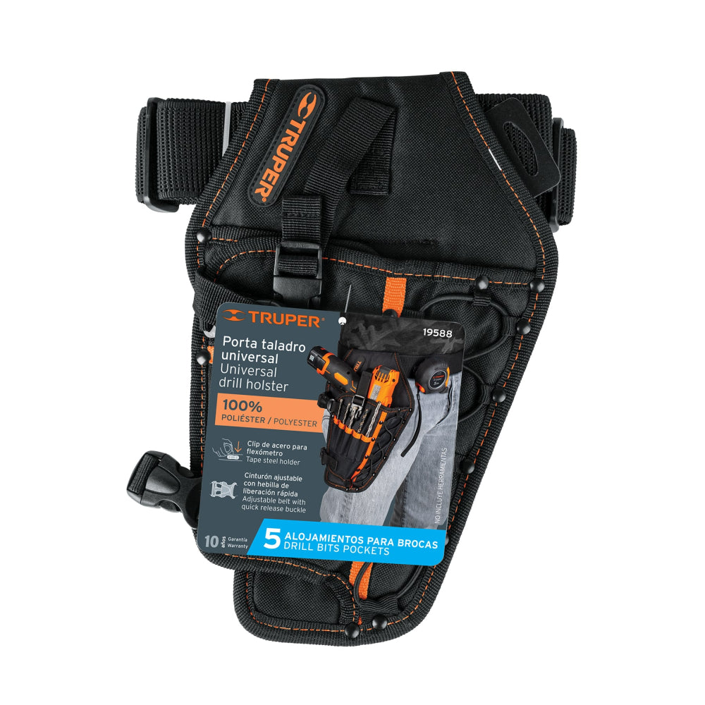 Porta taladro de poliéster, 6 compartimentos, Truper - CÓDIGO: 19588