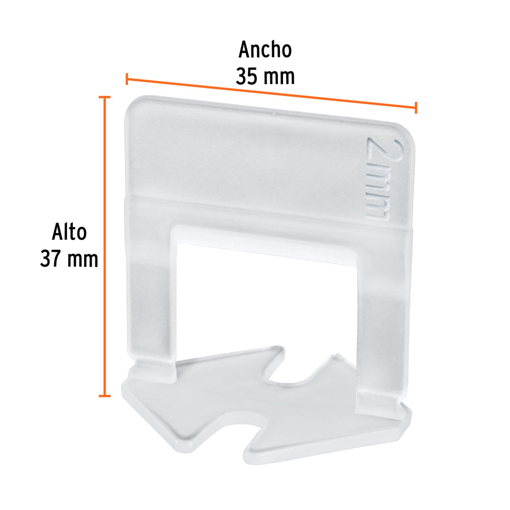 Bolsa con 100 anclas de 2 mm, para nivelación de azulejos - Cod: 100517