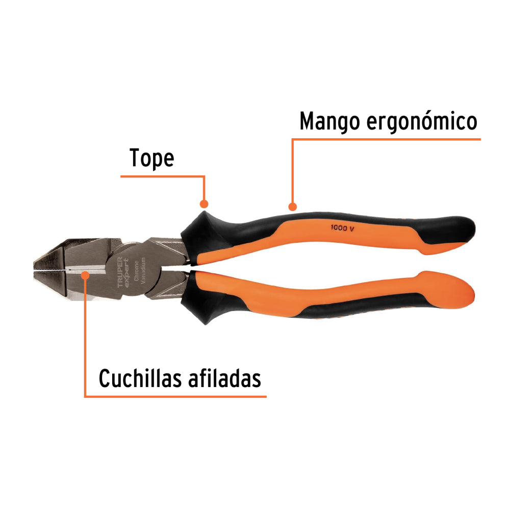 Pinza electricista 9" uso rudo, alta palanca, Comfort Grip - Código: 12351