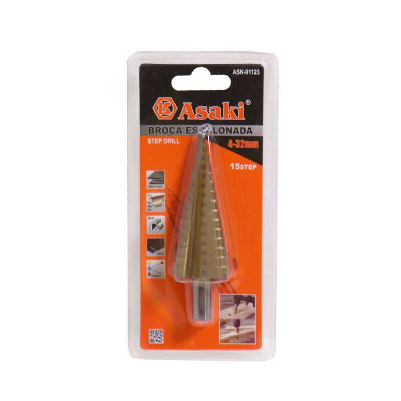 BROCA ESCALONADA 4-32MM – 15 PASOS ASAKI – CÓDIGO: ASK01123