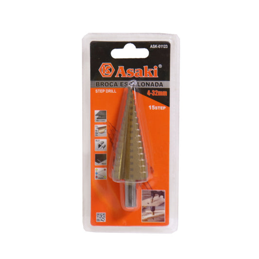BROCA ESCALONADA 4-32MM – 15 PASOS ASAKI – CÓDIGO: ASK01123