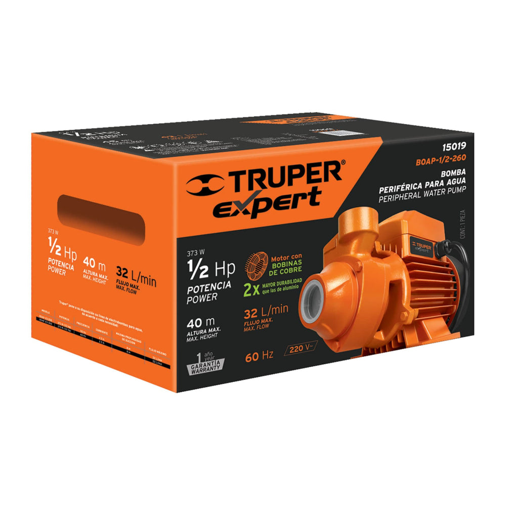 Bomba periférica 1/2HP, 220V/60Hz, uso agrícola, EXPERT - Código: 15019