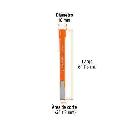 Cincel de corte frío de 1/2 X 6", Truper - CÓDIGO: 12115