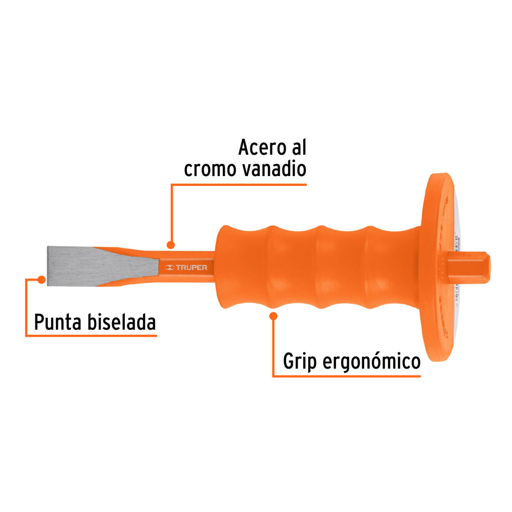 Cincel de corte frío 3/4 x 8" con grip, Truper - CÓDIGO: 12278