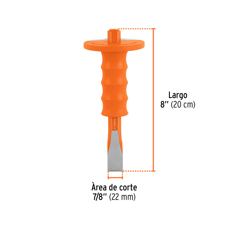 Cincel de corte frío 3/4 x 8" con grip, Truper - CÓDIGO: 12278