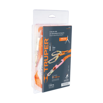 Línea de vida absorbedor impacto, doble brazo, gancho grande - Código: 14454