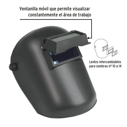 Careta p/soldar con lente abatible, sombra 11, PRETUL - CÓDIGO: 26005