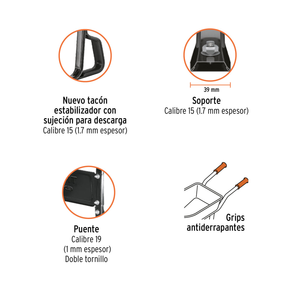 Carretilla 5.5 ft3 Neumática, bastidor tubular, Truper - Codigo: 11752