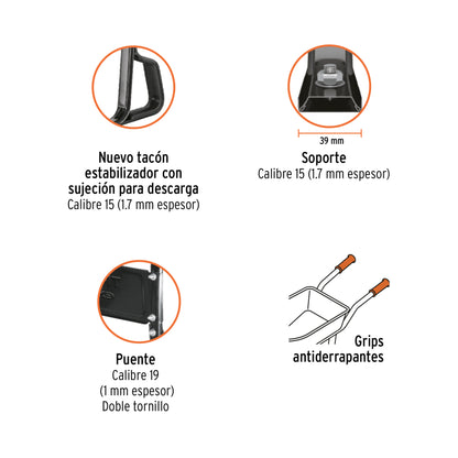 Carretilla 5.5 ft3 Neumática, bastidor tubular, Truper - Codigo: 11752