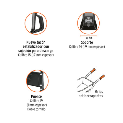 Carretilla 5.5ft3 Imponchable bastidor tubular,Truper Expert - CÓDIGO: 100416