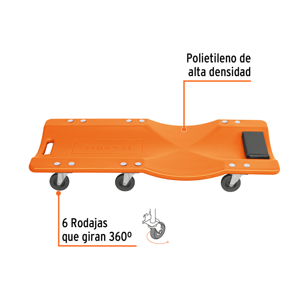Cama de plástico 36" para mecánico, Truper - CÓDIGO: 100903