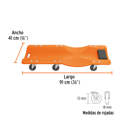 Cama de plástico 36" para mecánico, Truper - CÓDIGO: 100903