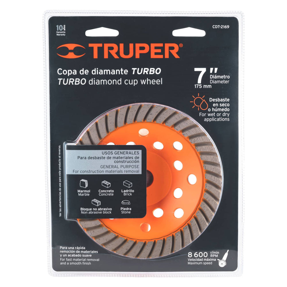 Copa de diamante turbo 7" x 7/8", TRUPER - CÓDIGO: 12259