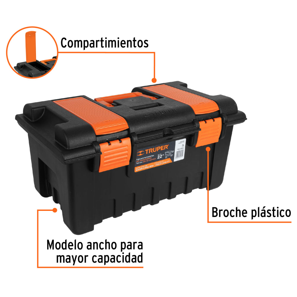 Caja para herramienta de 22" con compartimentos, TRUPER - Código: 11145