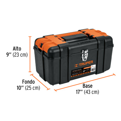 Caja p/herramienta 17" con compartimentos, broches metálicos - CÓDIGO: 102434