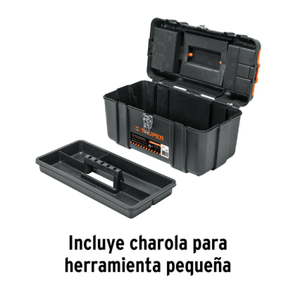 Caja p/herramienta 17" con compartimentos, broches metálicos - CÓDIGO: 102434