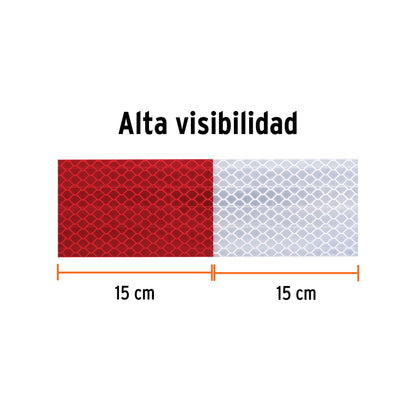 Rollo de 9 m x 2" de cinta reflejante de PVC, Truper - CÓDIGO: 101683