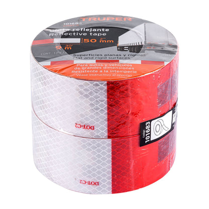 Rollo de 9 m x 2" de cinta reflejante de PVC, Truper - CÓDIGO: 101683