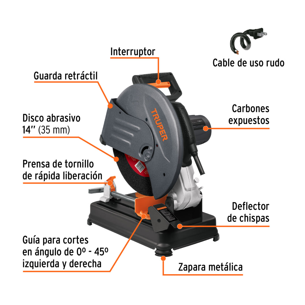 Tronzadora/cortadora de metales, 14",industrial, 2200W,220V -  Código: 11723
