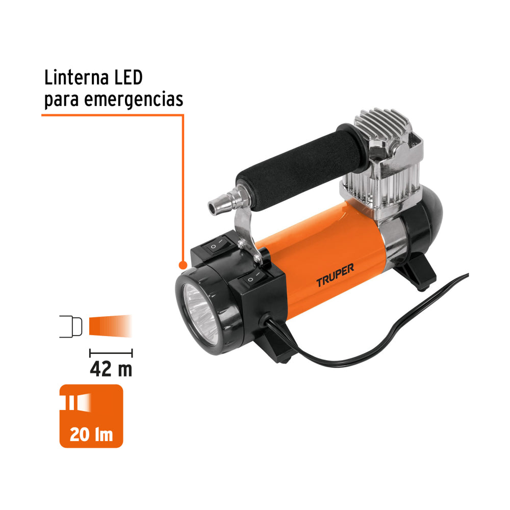 Compresor de aire 12 V portátil, para auto, incluye maletín - CÓDIGO: 19999