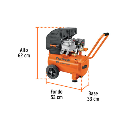 Compresor aire, 25 L, 3 Hp (potencia máxima ), 220V, 60Hz - Código: 15006
