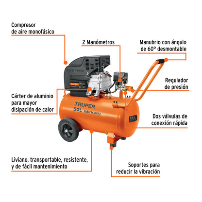 Compresor aire, 50 L, 3-1/2 Hp (potencia máxima) ,220V, 60Hz - CÓDIGO: 11837