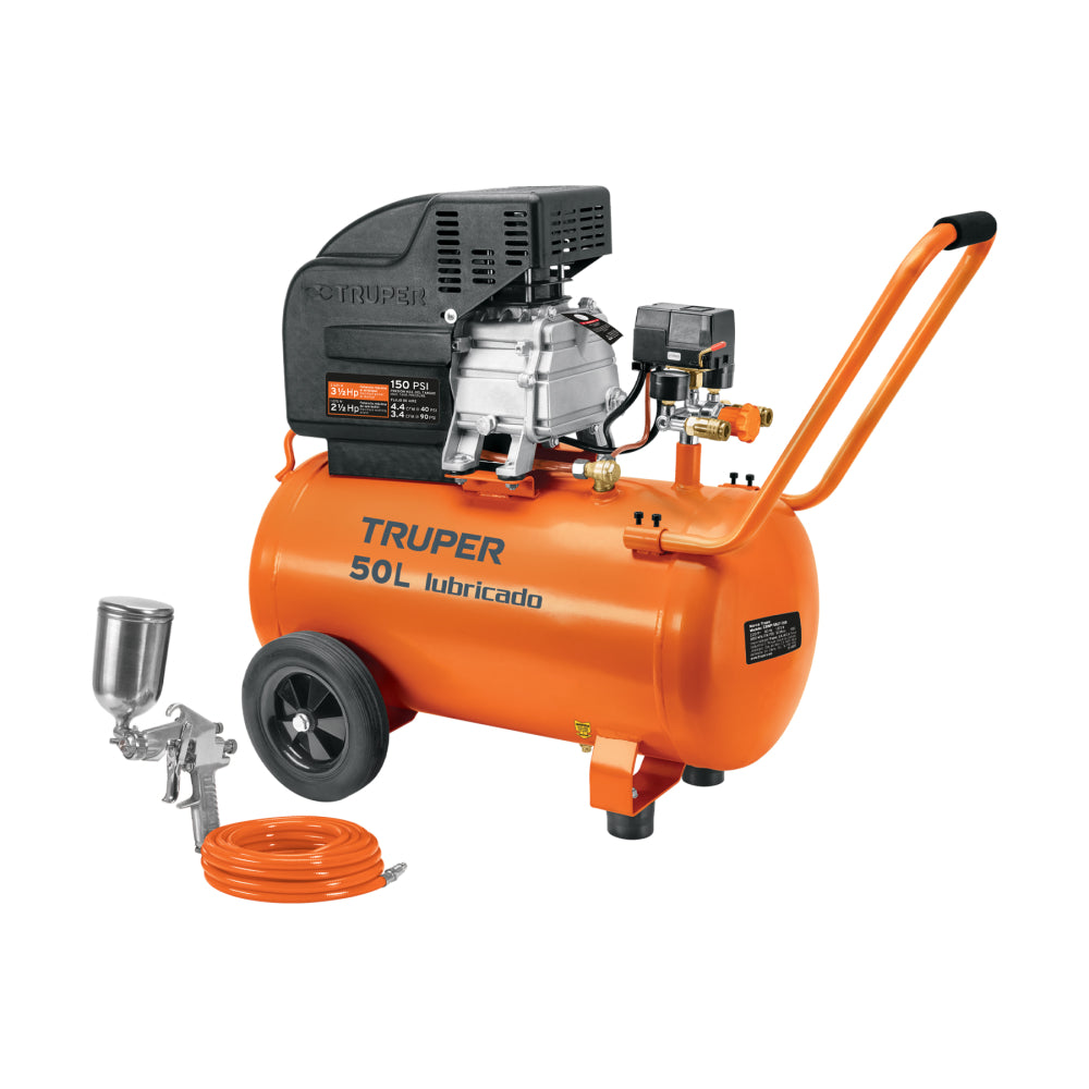 Combo de compresora de 50 L, manguera y pistola para pintar - CÓDIGO: 101744